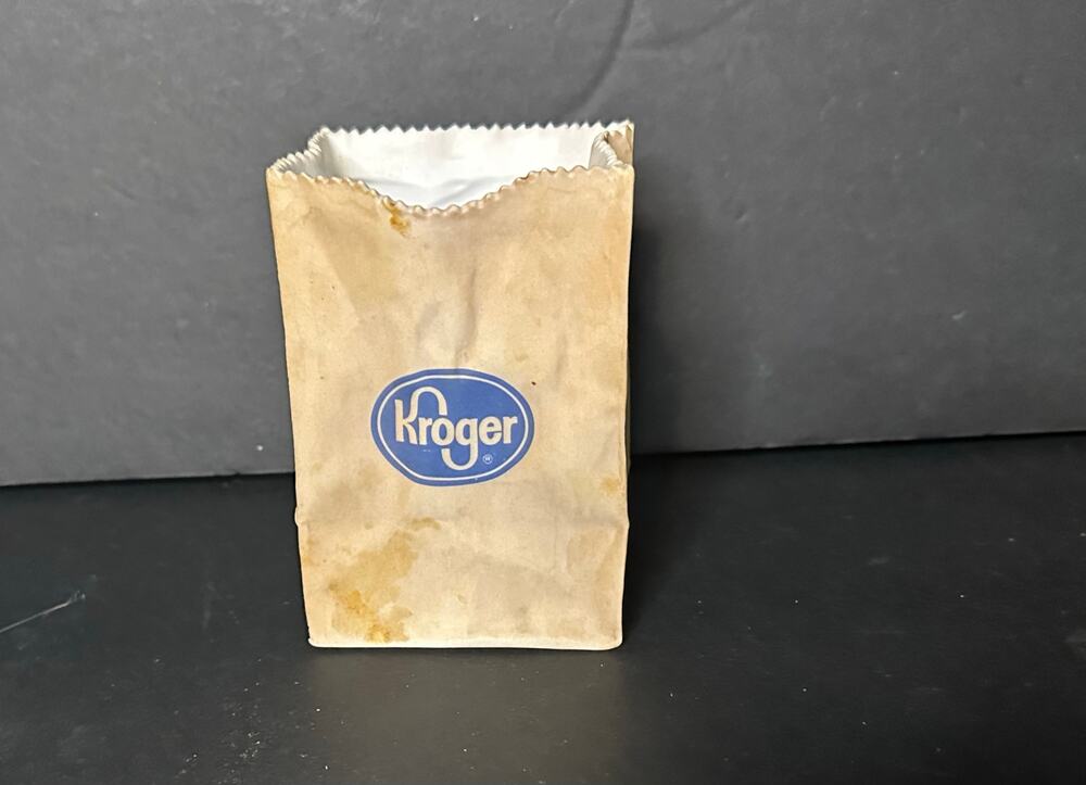 MCM Style 4.5" Brown Paper Bag Porcelain Vase by Jewel Nurseries KROGER ceramic